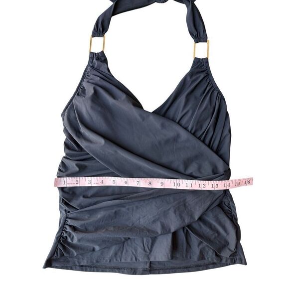 SPANX Whittle Waistline Draped Tankini Swimsuit Top In Black Size 10 - Picture 8 of 9